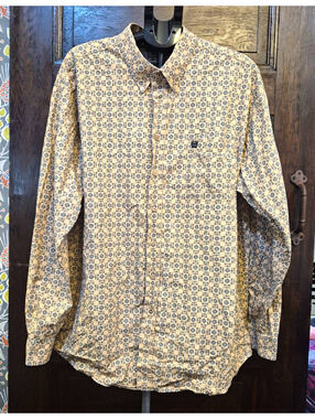 Cinch Relaxed Fit 2XL Long Sleeve Button-Down Geometric